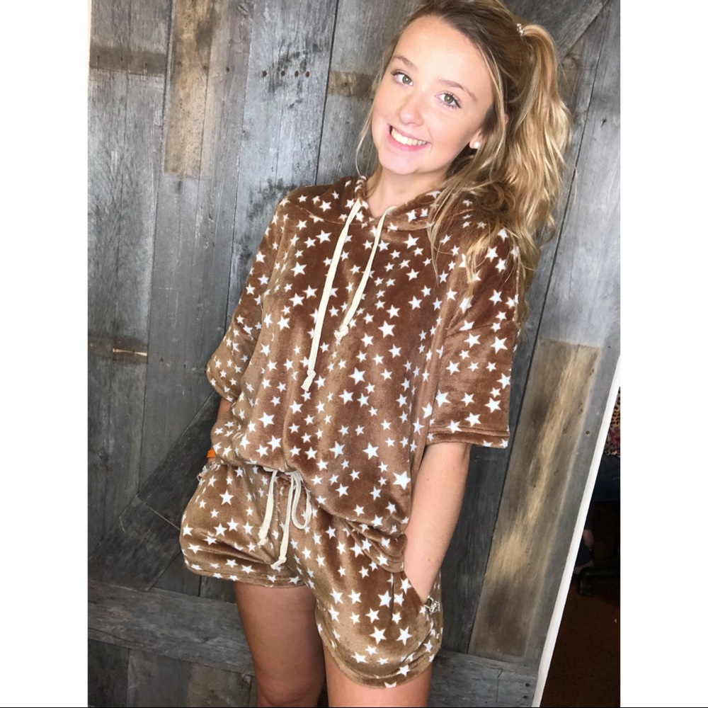 Fuzzy fleece star lounge set